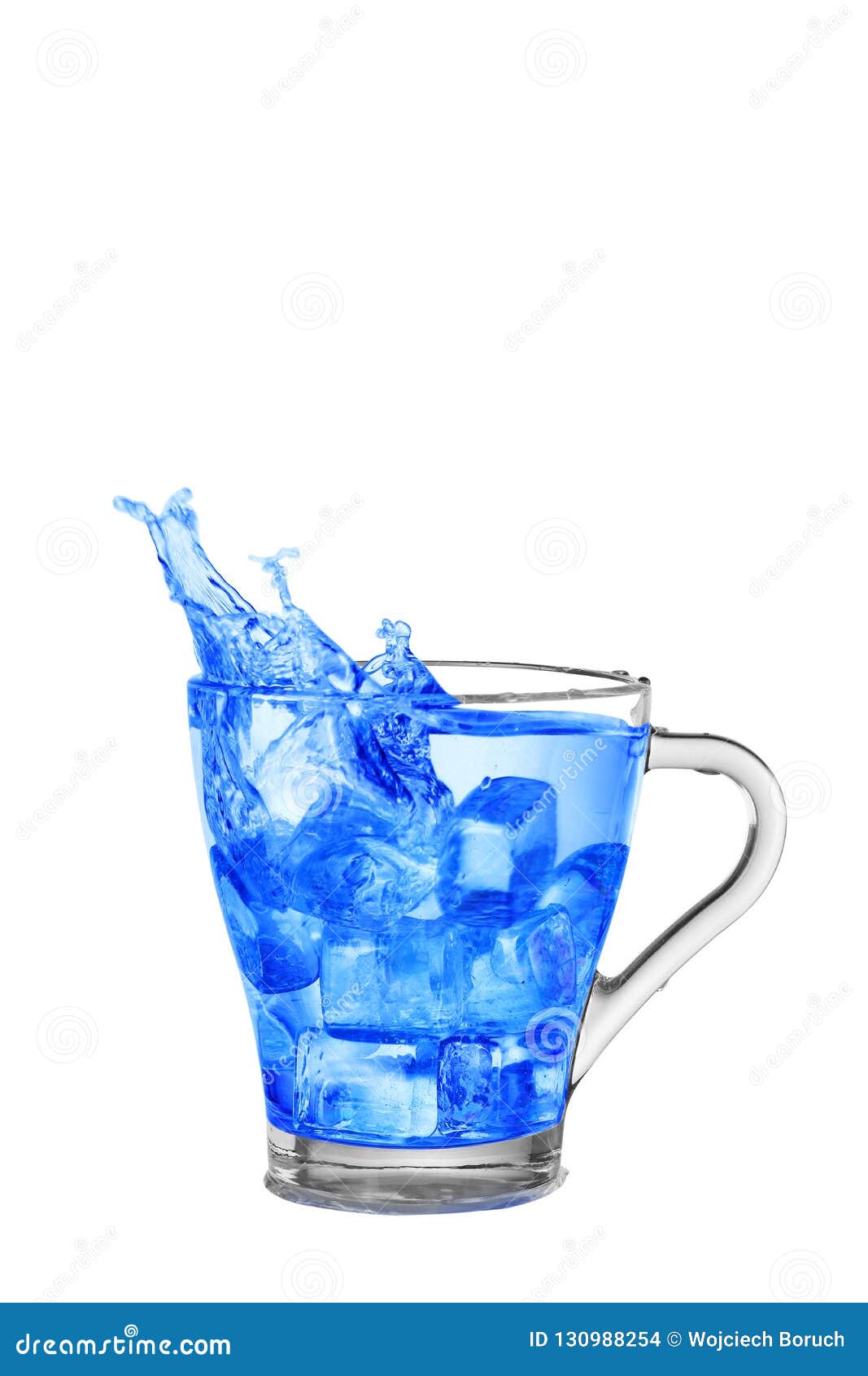 Cup With Water And Ice Cubes Stock Photo Image Of Transparent Thrown