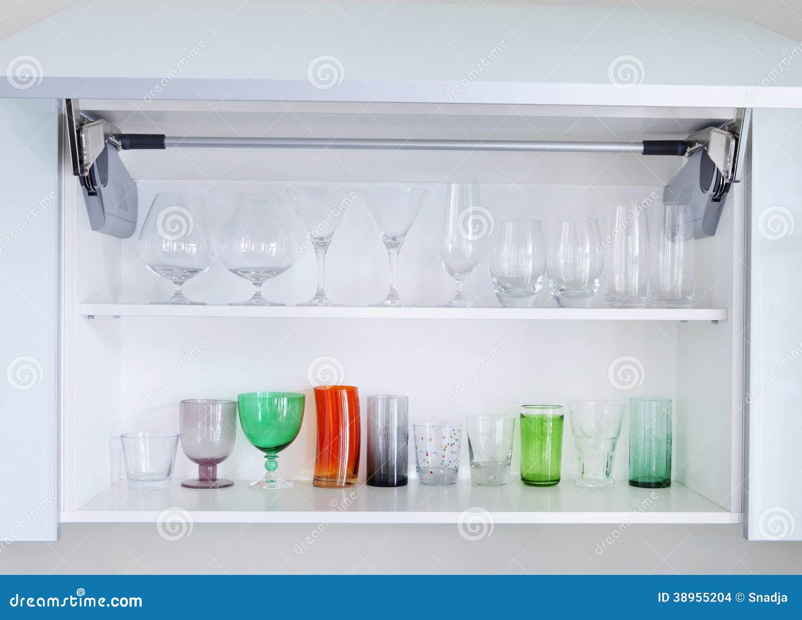 Cupboard with glasses stock photo. Image of kitchen, transparent 38955204