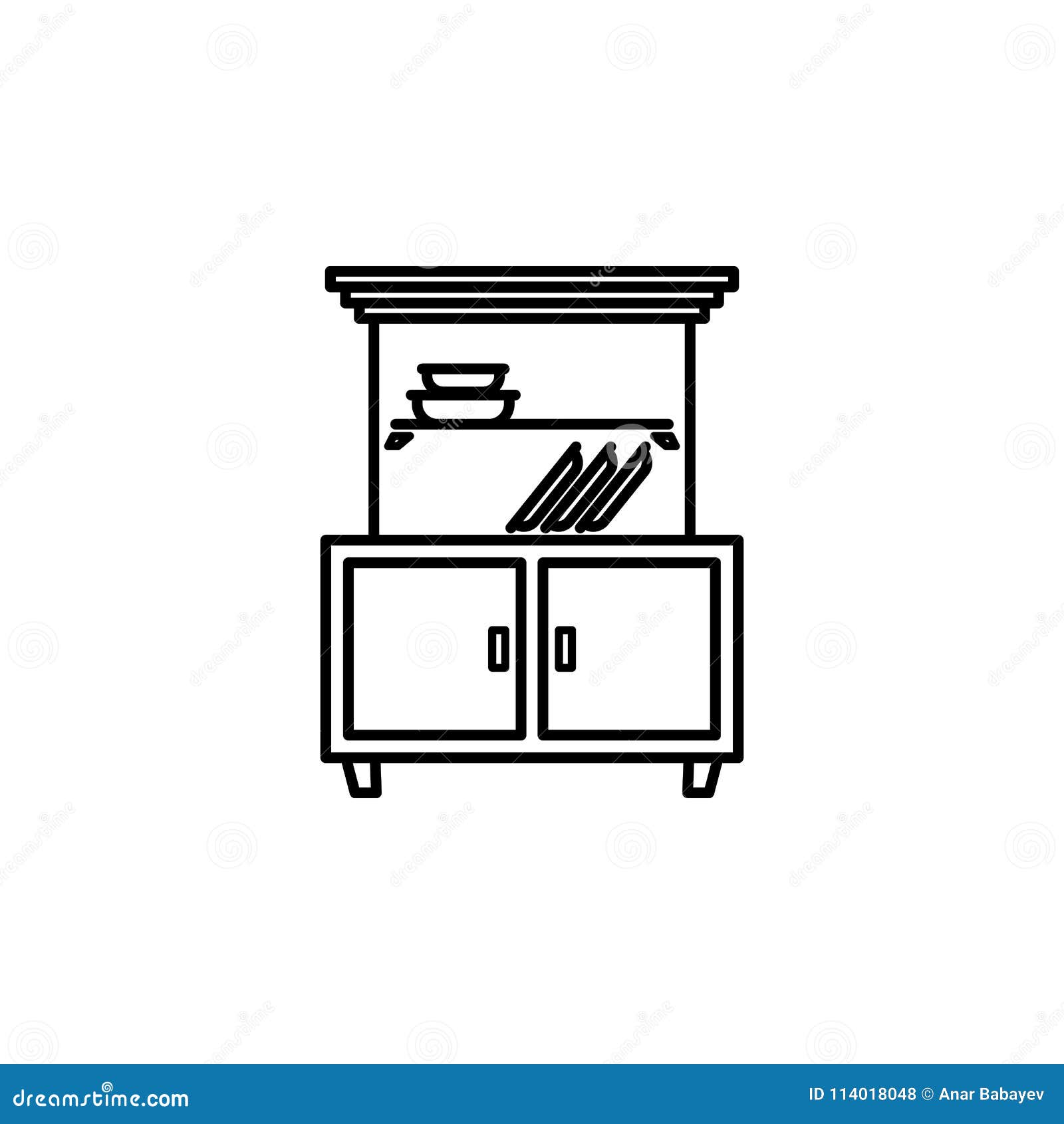 Cupboard Icon. Element of Furniture for Mobile Concept and  Apps Stock Illustration