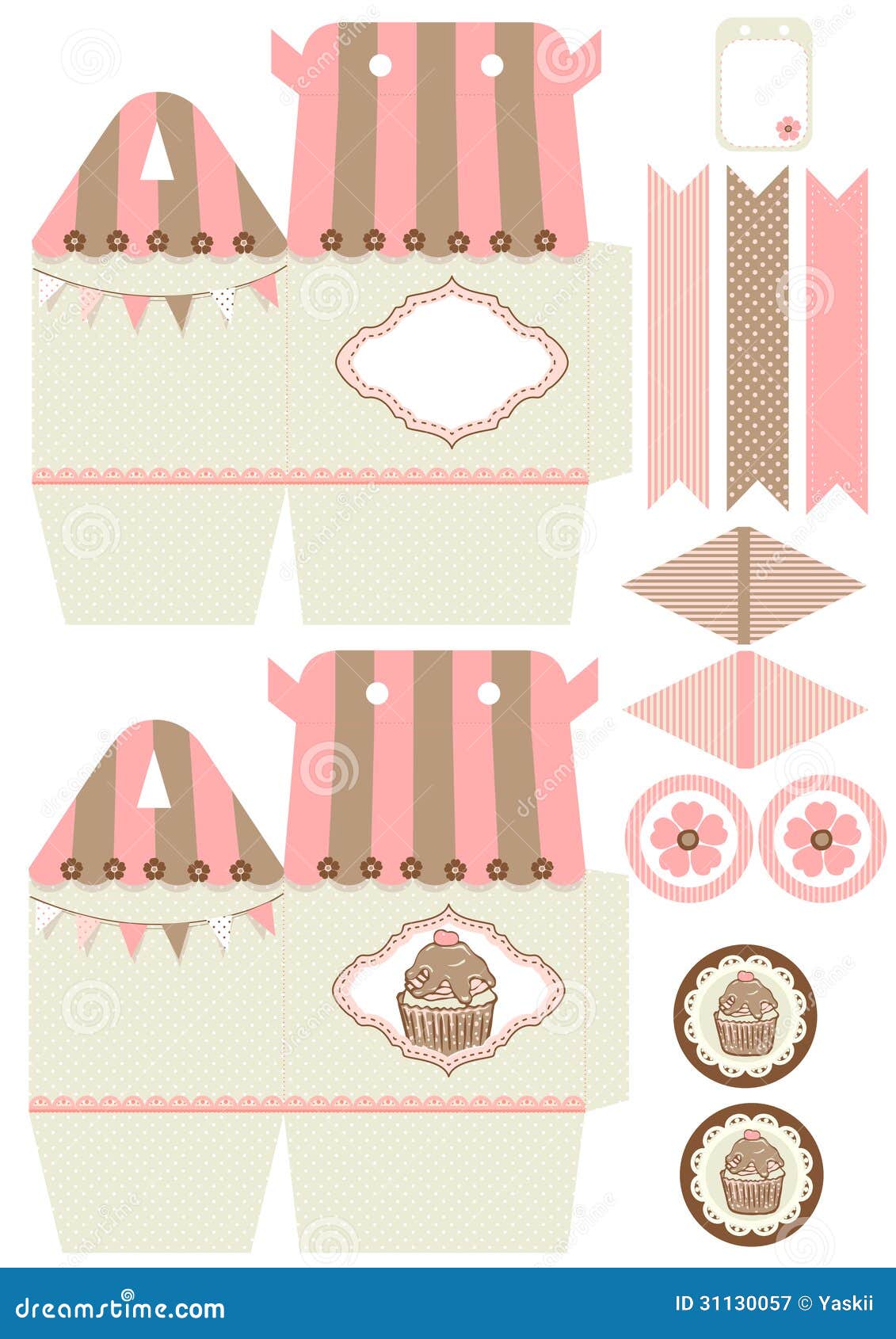 Cupcake Box Template Stock Vector Illustration Of Printable 31130057
