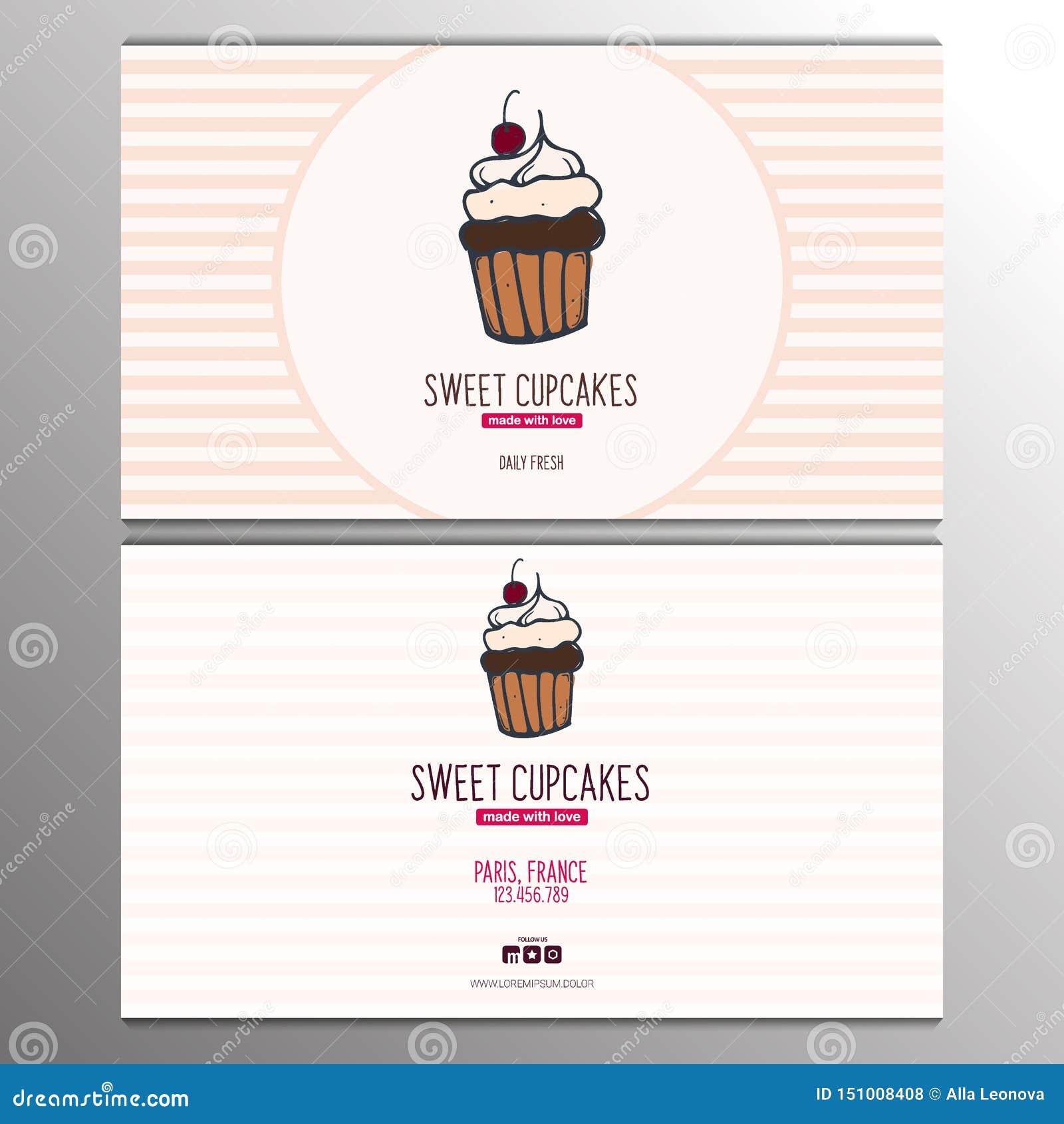 Cupcake or Cake Business Card Template for Bakery or Pastry. Stock Inside Cake Business Cards Templates Free