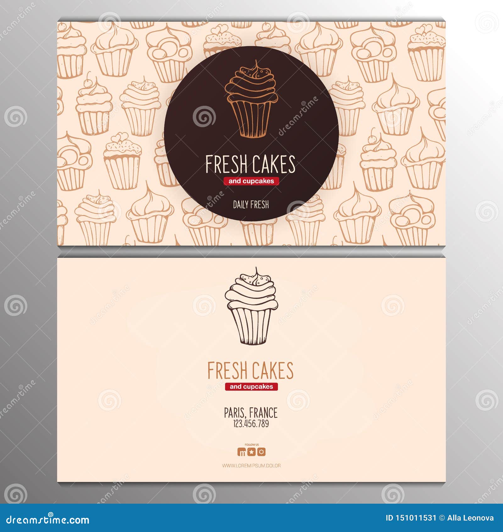 Cupcake or Cake Business Card Template for Bakery or Pastry. Stock With Regard To Cake Business Cards Templates Free