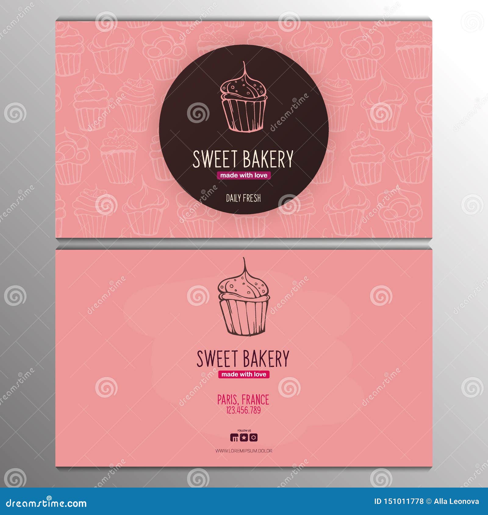 Cupcake or Cake Business Card Template for Bakery or Pastry. Stock Throughout Cake Business Cards Templates Free