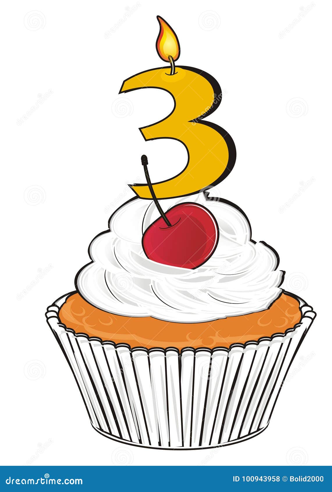 Cupcake with Candle of Number Stock Illustration - Illustration of ...