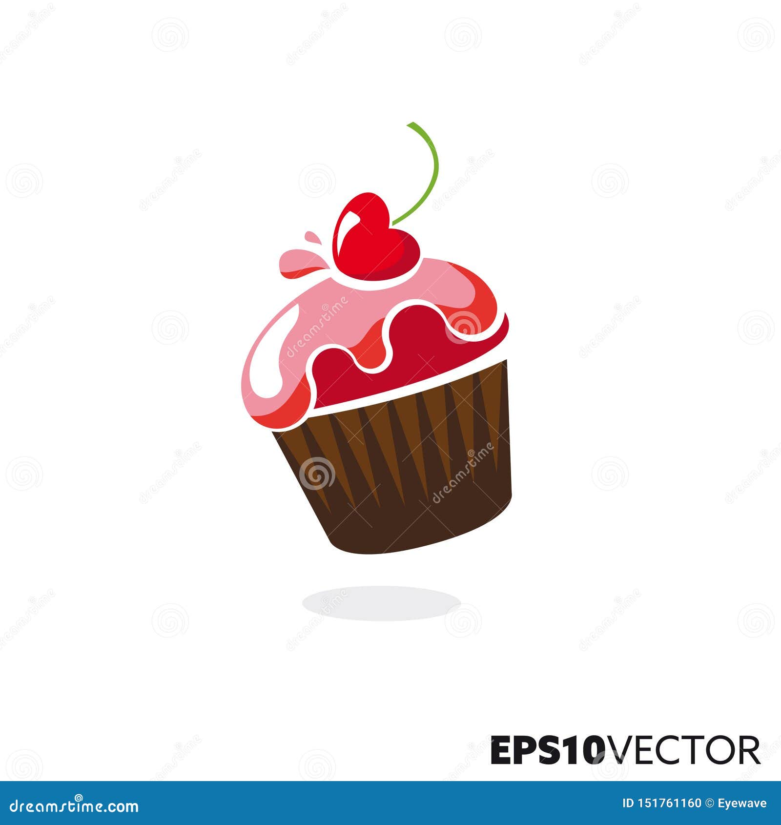 Cherry Cupcake Vector Illustration Stock Vector - Illustration of ...