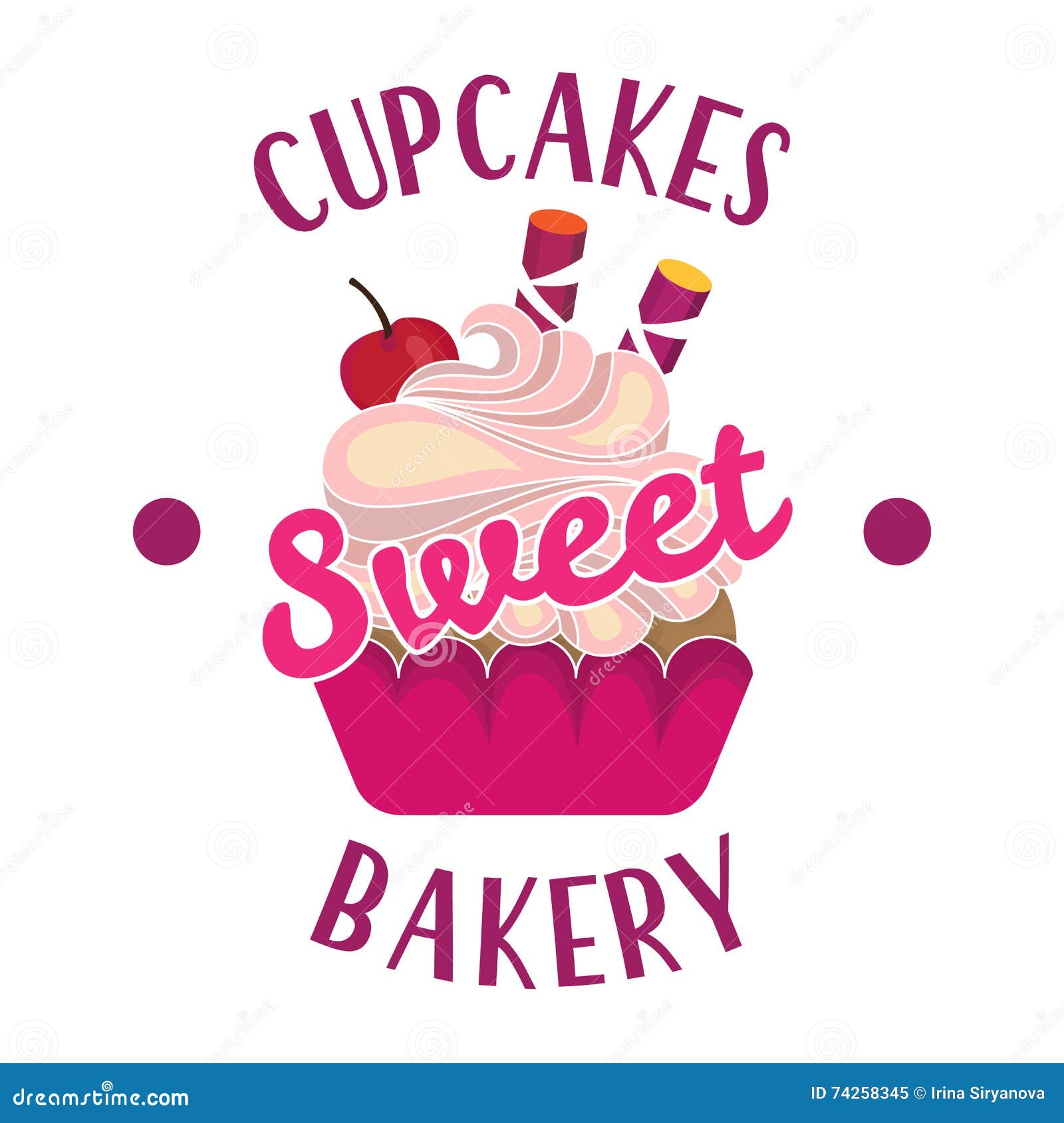 Cupcake dessert logo. stock vector. Illustration of sweet - 74258345