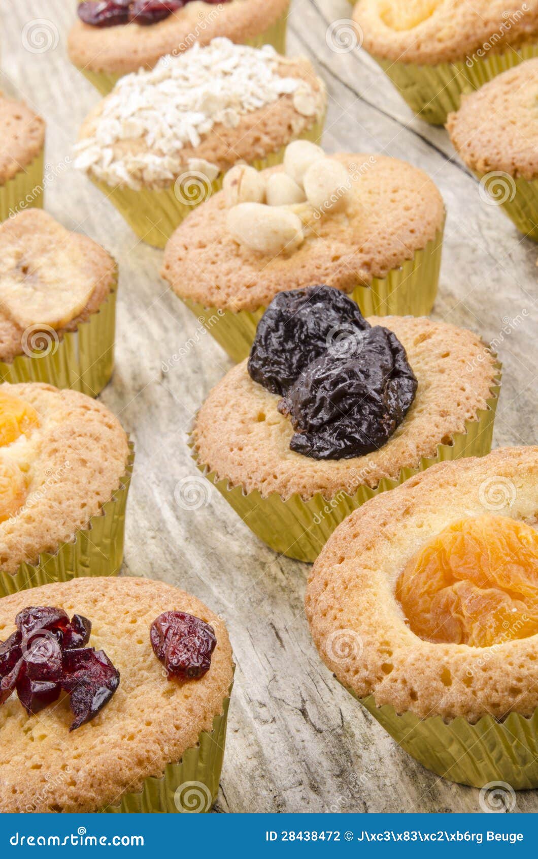 Cupcake with Dried Fruit on a Timber Board Stock Photo Image of home