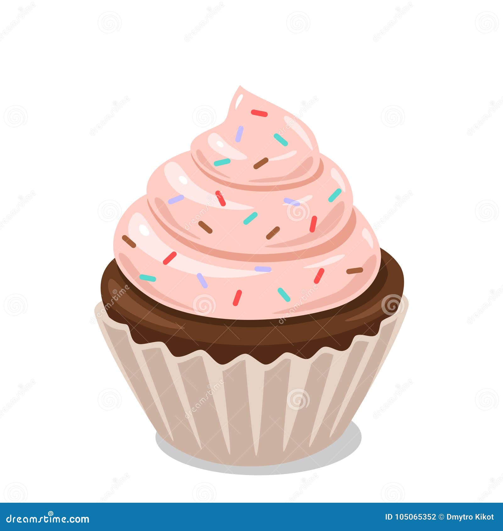 Pink Cupcake Cartoon Icon - Cupcake - Sticker