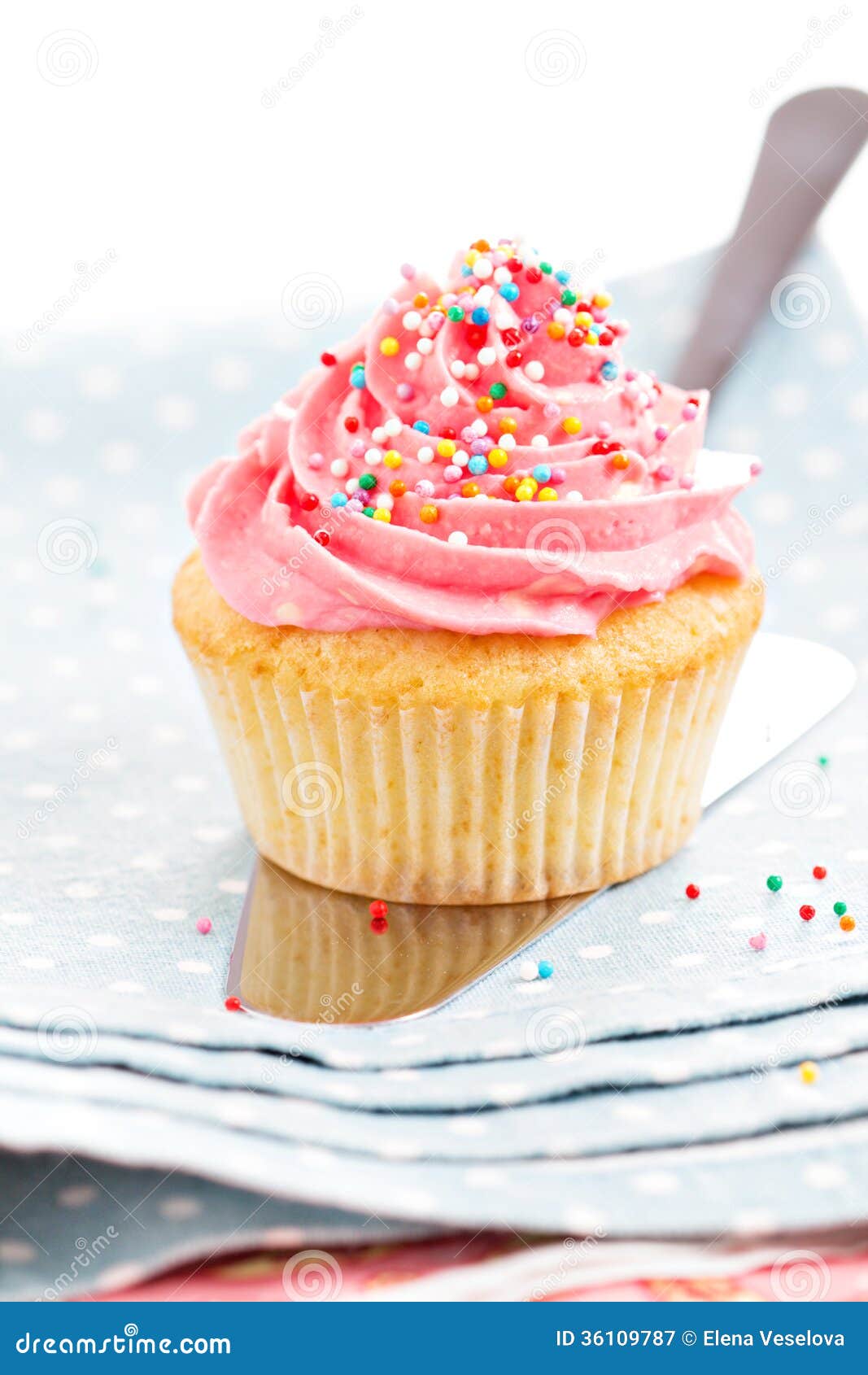 Cupcake with Frosting and Sprinkles Stock Image Image of pink, sweet