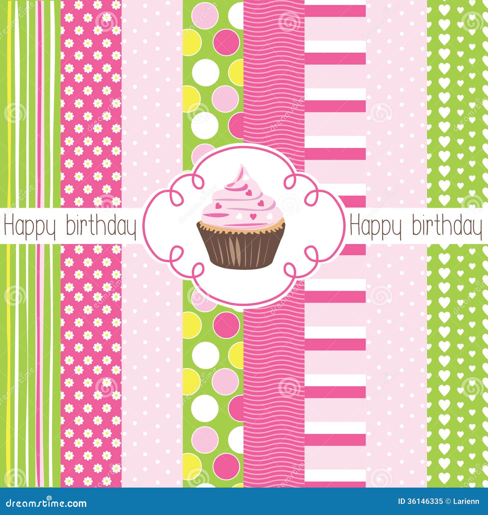 Cupcake Happy Birthday Card Illustration Stock Vector - Illustration of ...