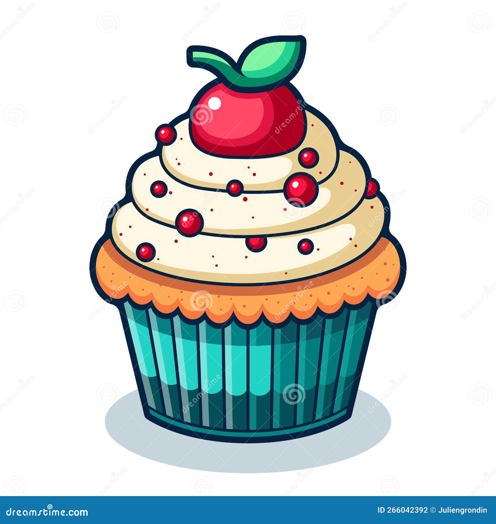 Cupcake Illustration. Pretty Cartoon Vanilla and Cherry Cupcake Stock  Vector - Illustration of fruit, design: 266042392, image size:1600x1690