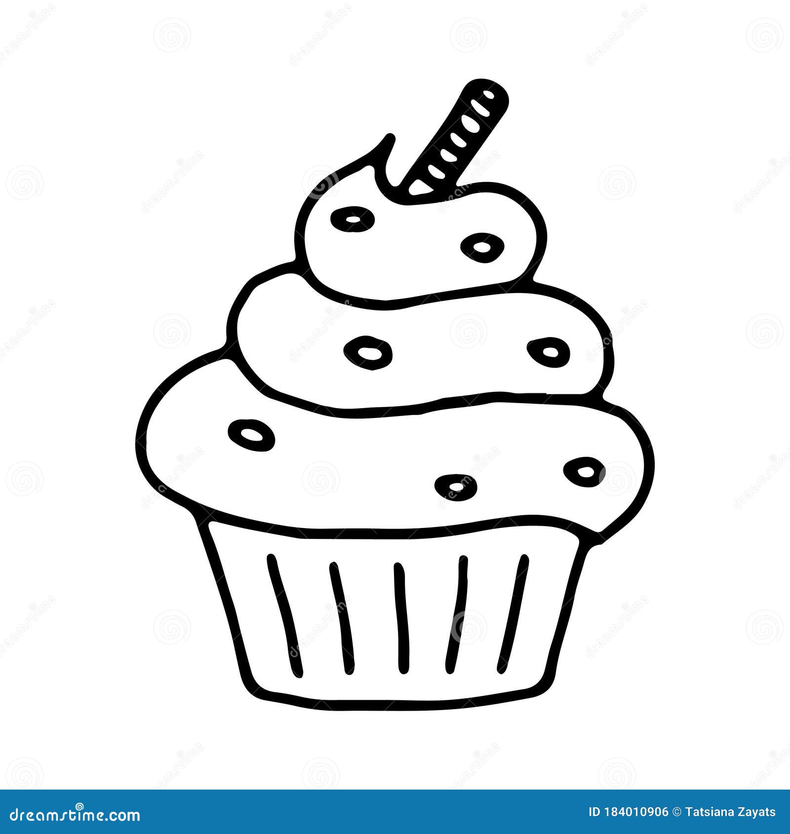 Cupcake Outline Doodle Isolated Illustration on White Background Muffin  Linear Cartoon Icon Sweets and Candies Design Stock Vector - Illustration  of icon, candy: 184010906
