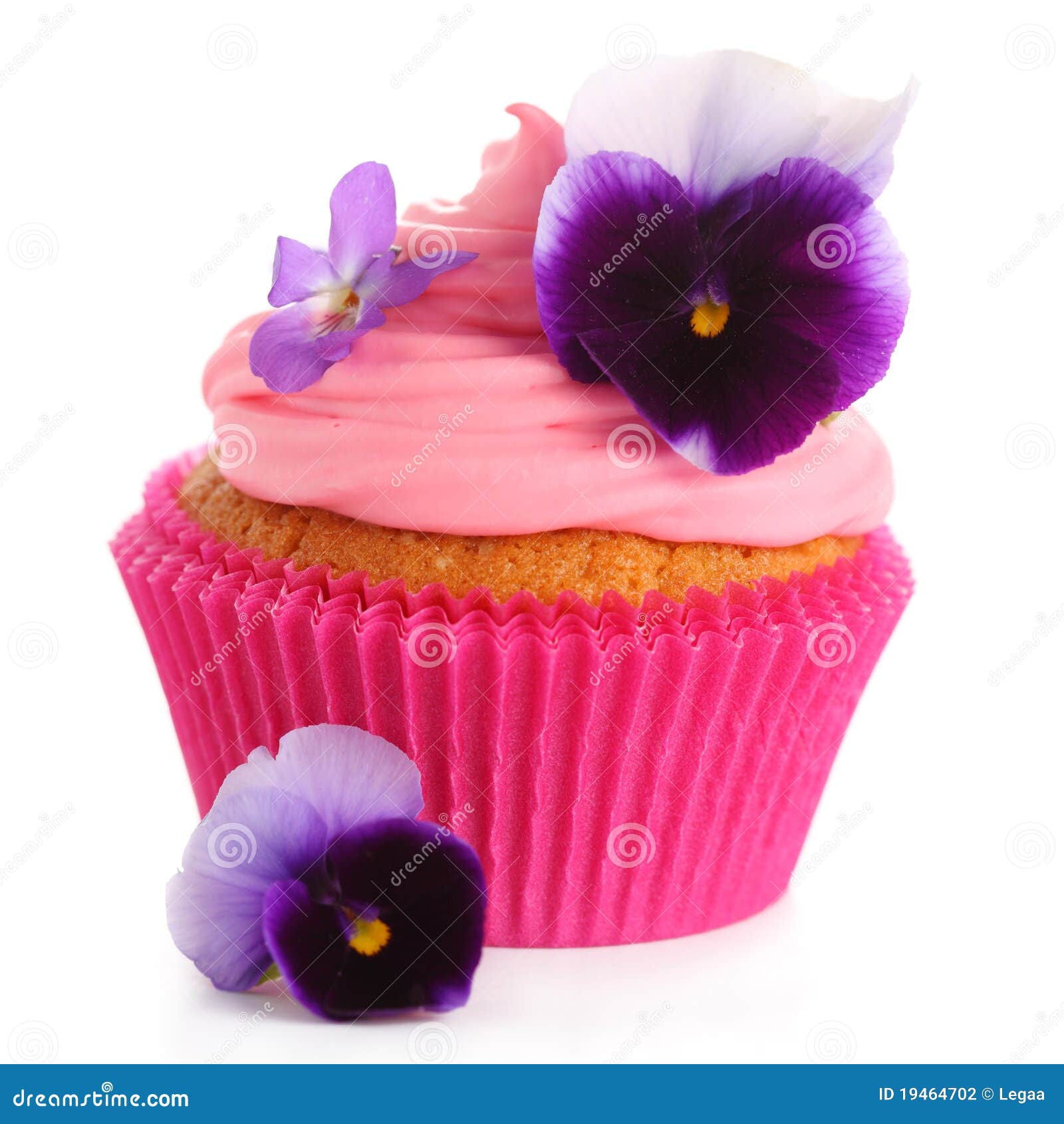 Cupcake with Pink Cream and Violets Stock Photo - Image of details, food:  19464702, image size:1600x1690