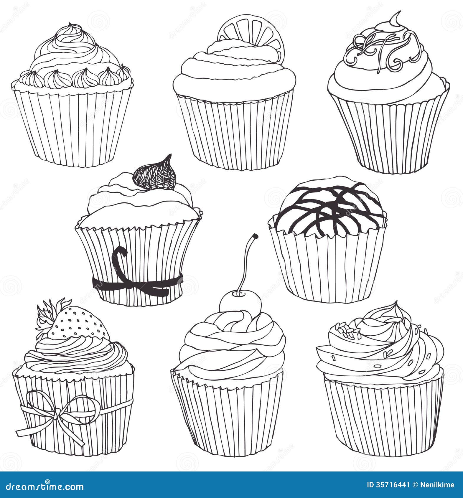 Cupcake set stock vector. Illustration of food, birthday - 35716441