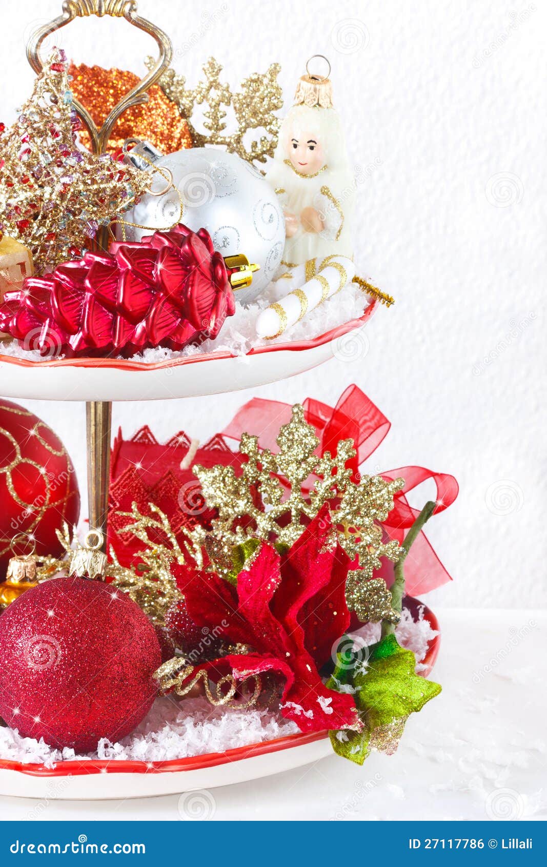 Cupcake Stand with Christmas Decorations. Stock Photo Image of