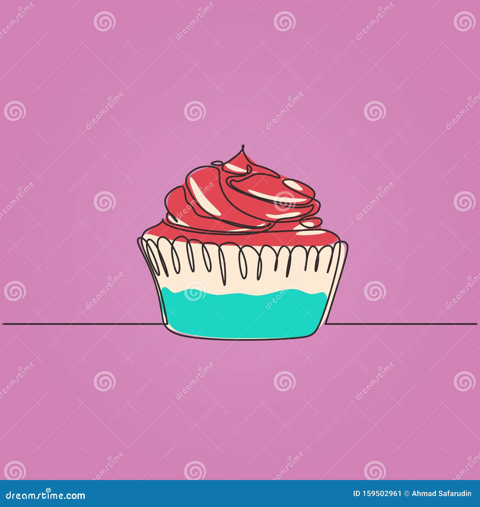 Cupcake Une Illustration Du Vecteur De Dessin En Ligne Continue Avec Des Couleurs Concept De Cuisine Savoureuse Et Delicieuse Ave Illustration De Vecteur Illustration Du Couleurs Vecteur