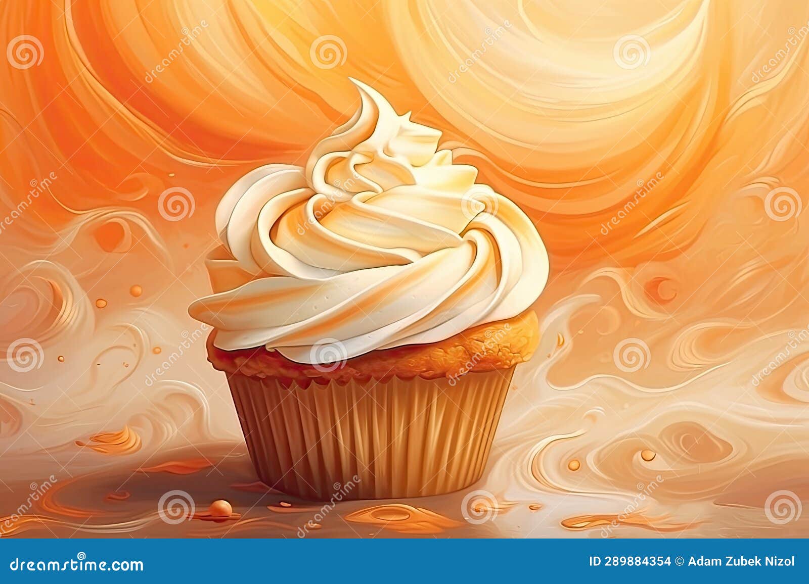 A Cupcake with White Frosting Stock Illustration Illustration of