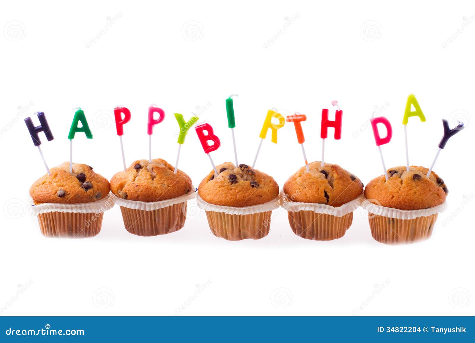 Cupcakes with Candles Happy Birthday Stock Photo Image of cake, bake