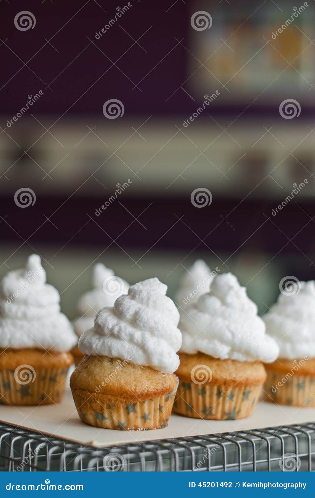 Cupcakes Decorated with Meringues Frosting Stock Photo Image of