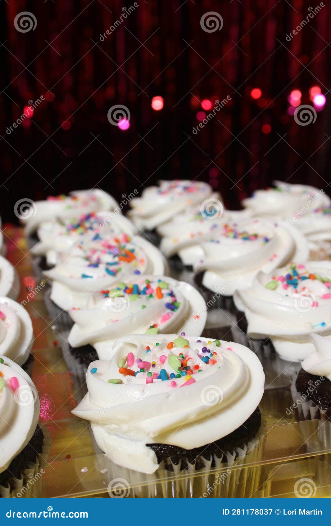 Cupcakes with Sprinkles on Table at Birthday Party Stock Image Image