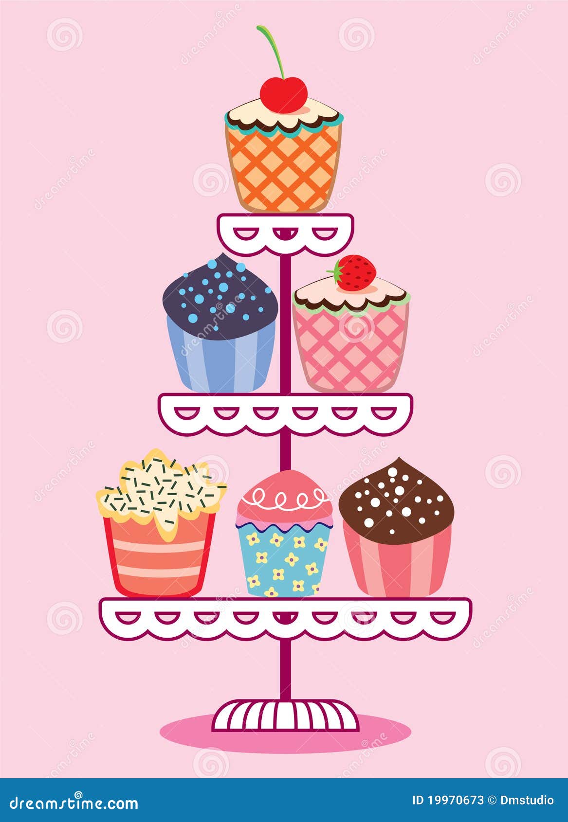 Cupcakes on a stand stock vector. Illustration of cake 19970673