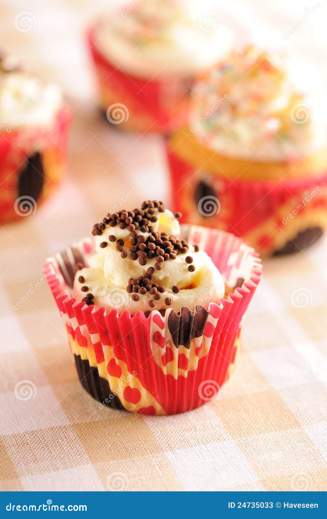 Cupcakes with Whipped Cream Stock Image Image of cake, food 24735033