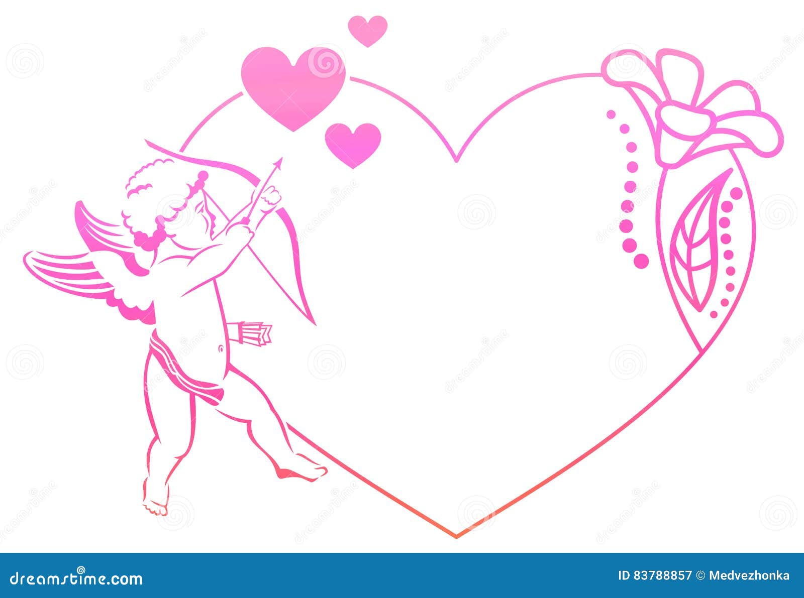 cupid with bow hunting for hearts. heart-d color gradient f
