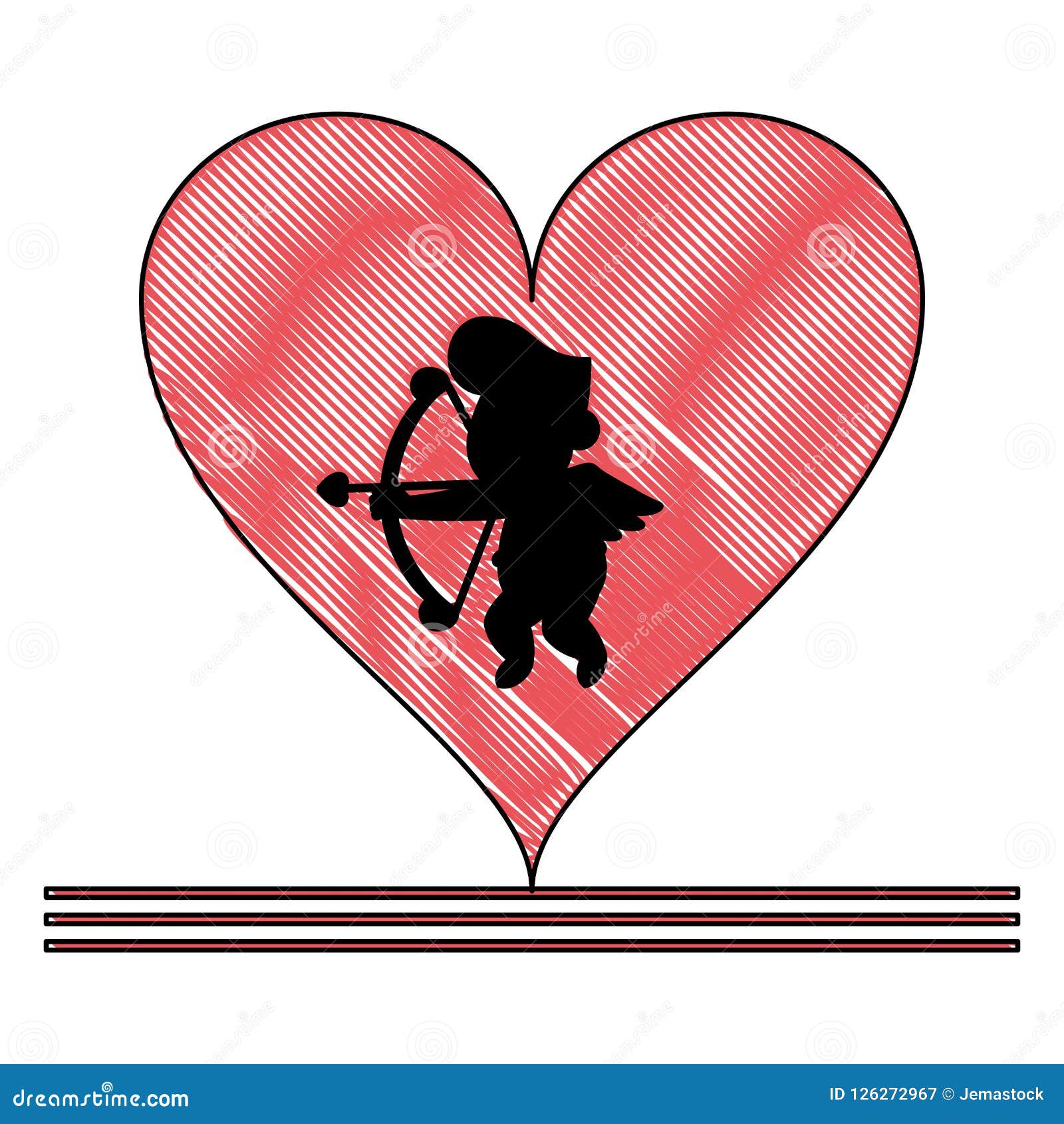 Download Cupid Silhouette On Heart Scribble Stock Vector ...