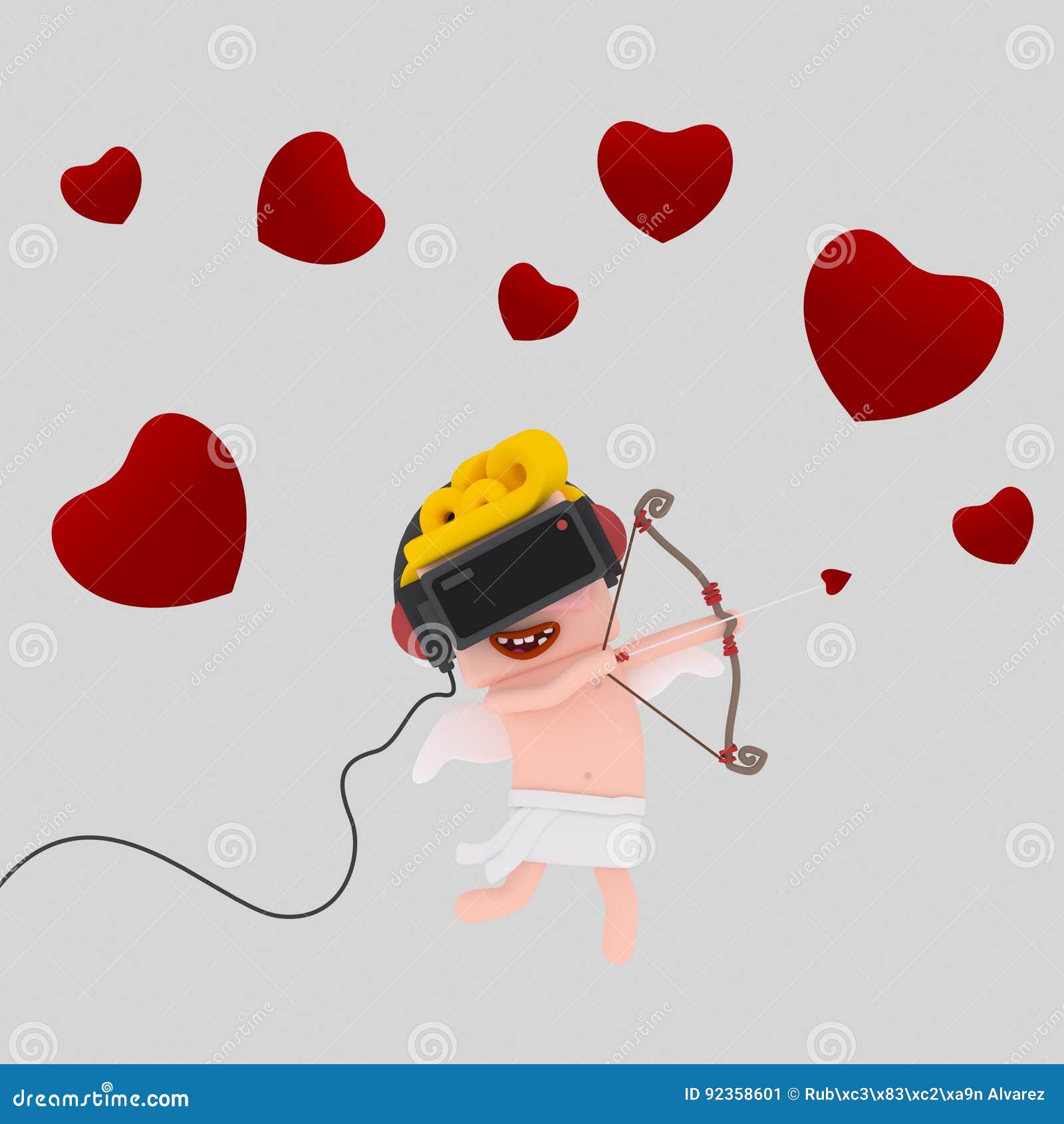 Cupid with Virtual Reality Set Stock Illustration Illustration of