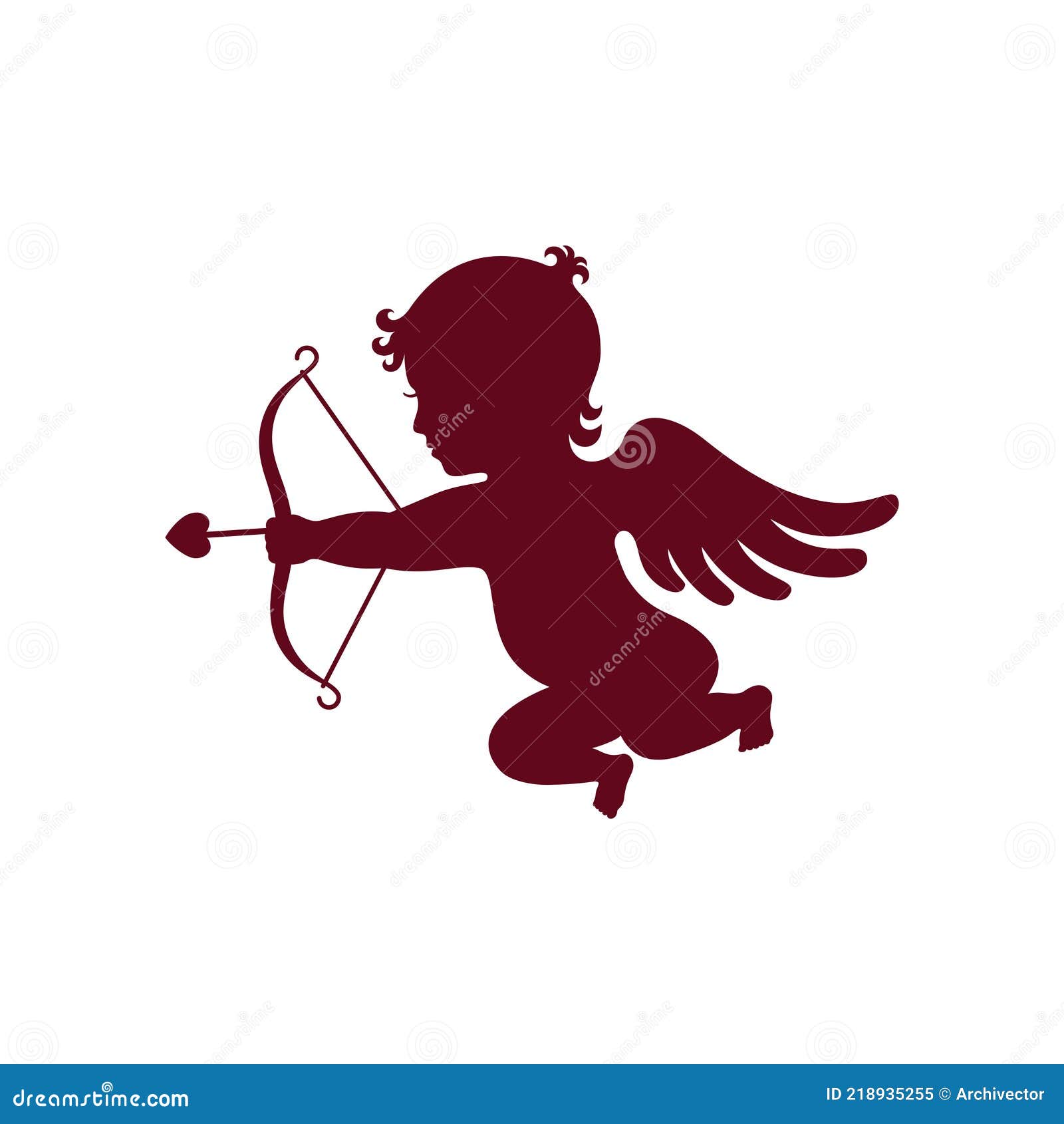 Cupide avec arc et flèche illustration de vecteur. Illustration du coeur -  218935255