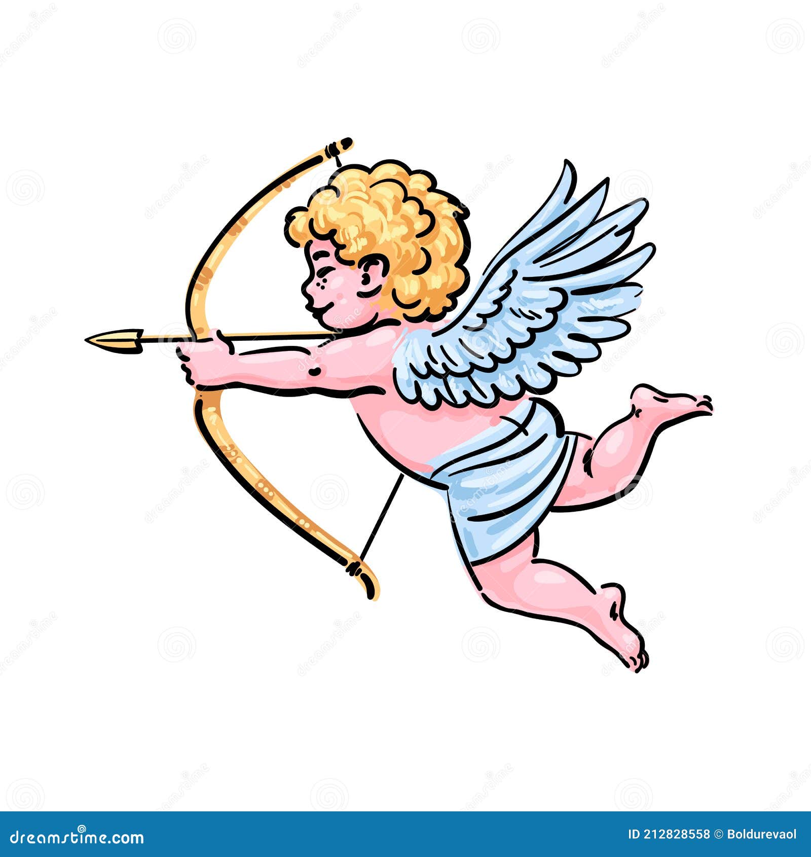 Arco Cupido Y Flecha Para San Valentín Stock de ilustración