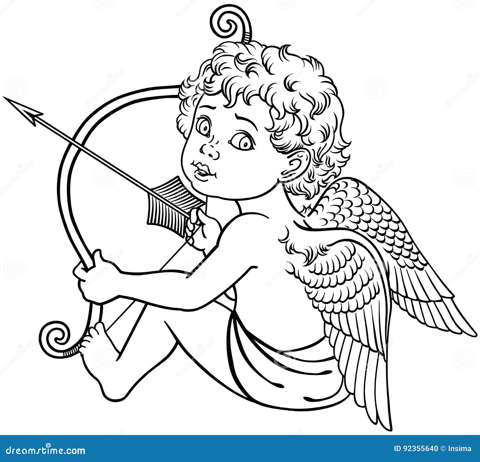 Cupidon Noir Mignon Avec Illustration D'arc Et De Flèche