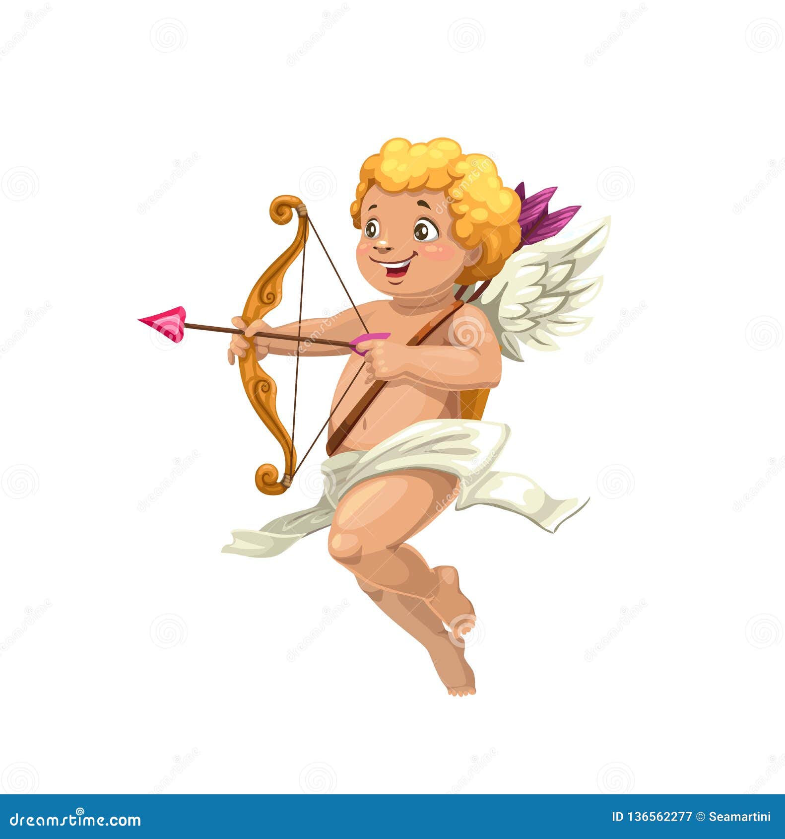 Cupidon Visant Avec La Flèche Et L'arc Le Coeur D'amour Illustration de  Vecteur - Illustration du amour, gosse: 136562277