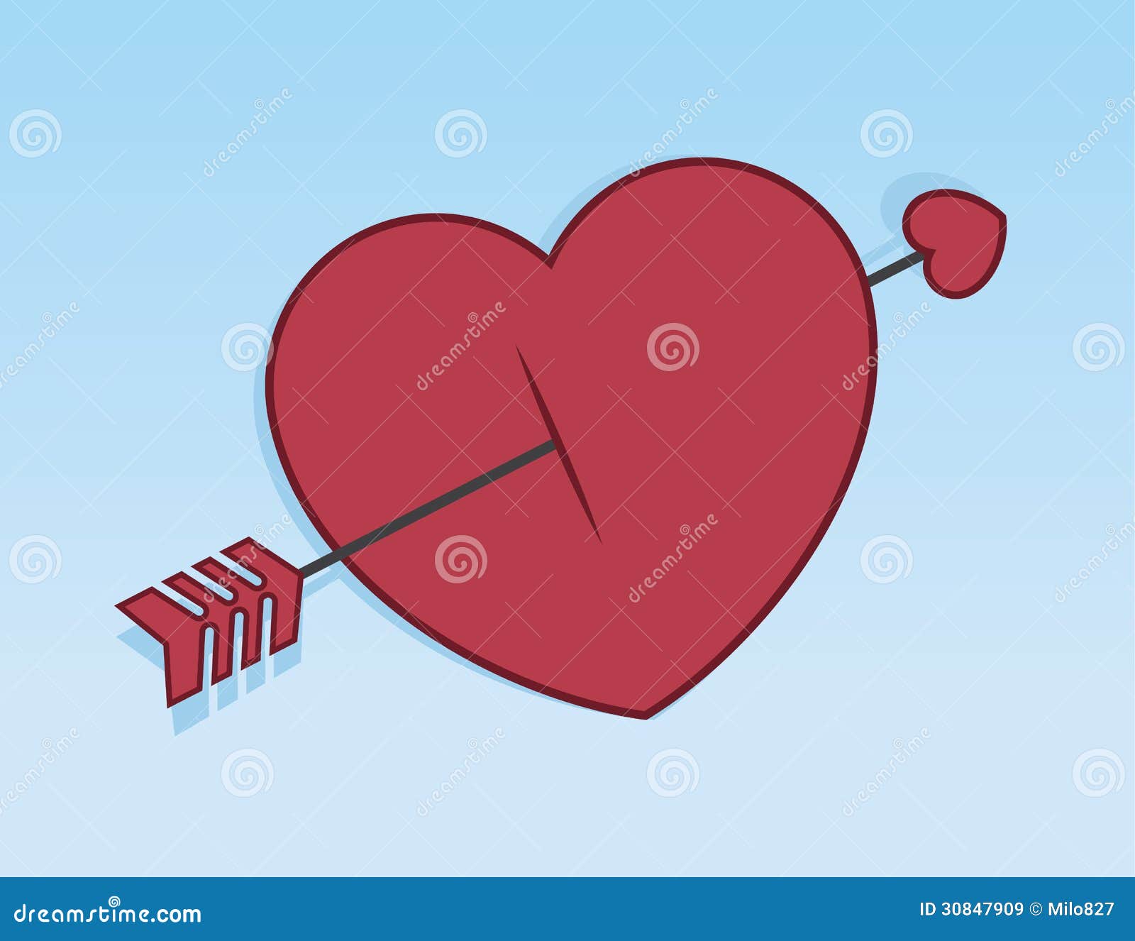 Cupids Arrow through Heart stock vector. Illustration of shadow - 30847909