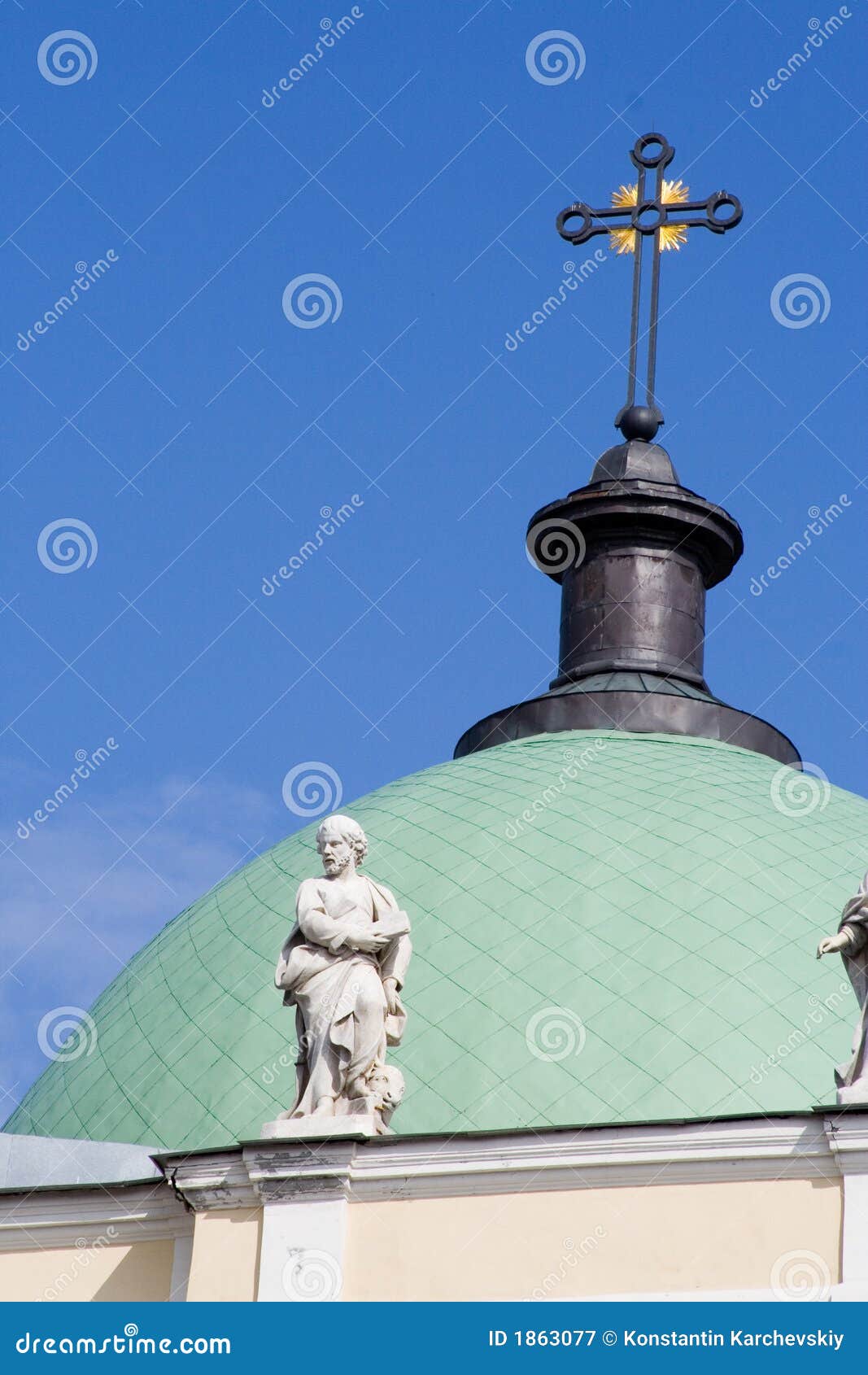 Cupola of Church with Sculpture Stock Image Image of culture, golden