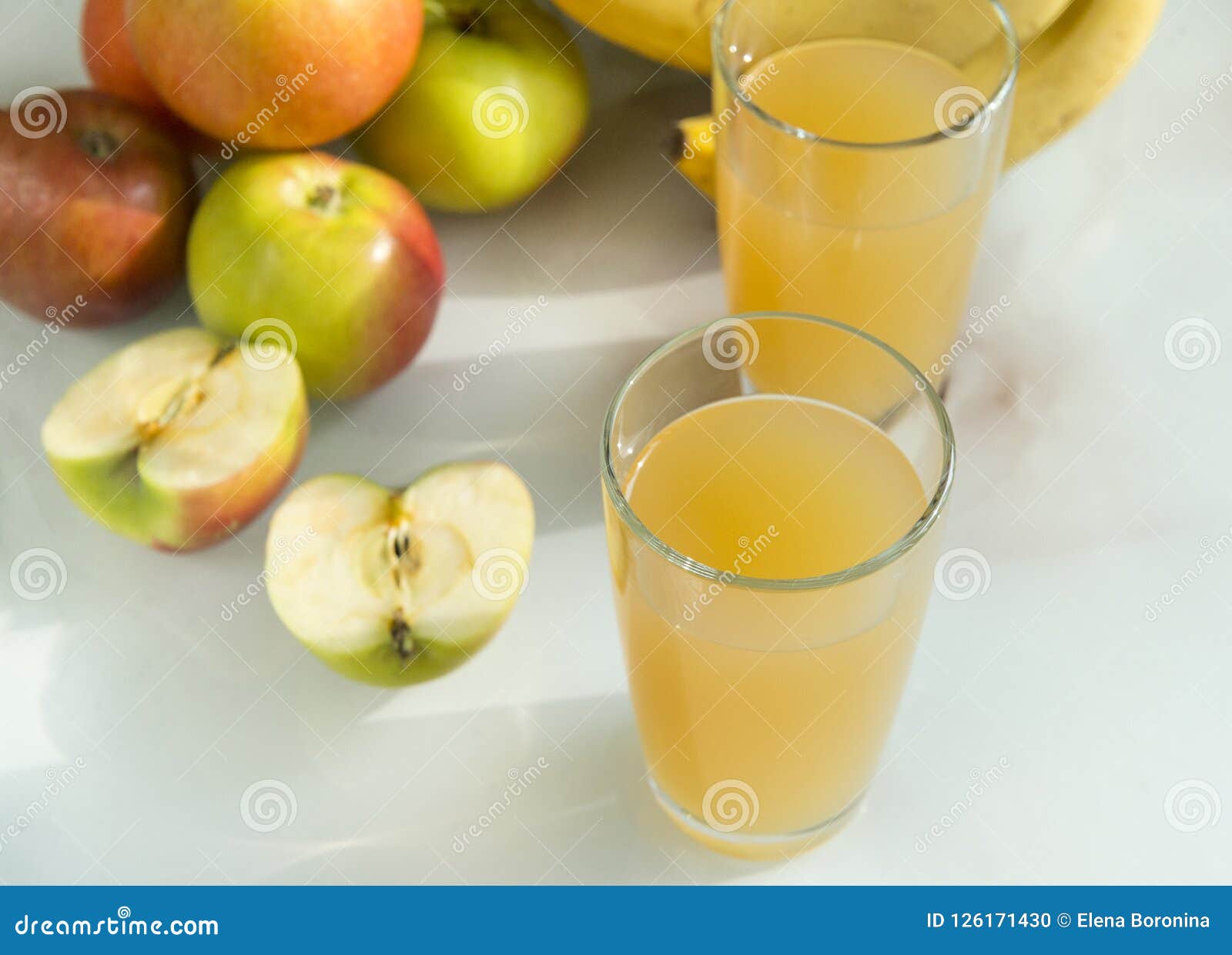 2 Cups Apple Juice, Apples, Bananas Stock Photo Image of fruit, drink