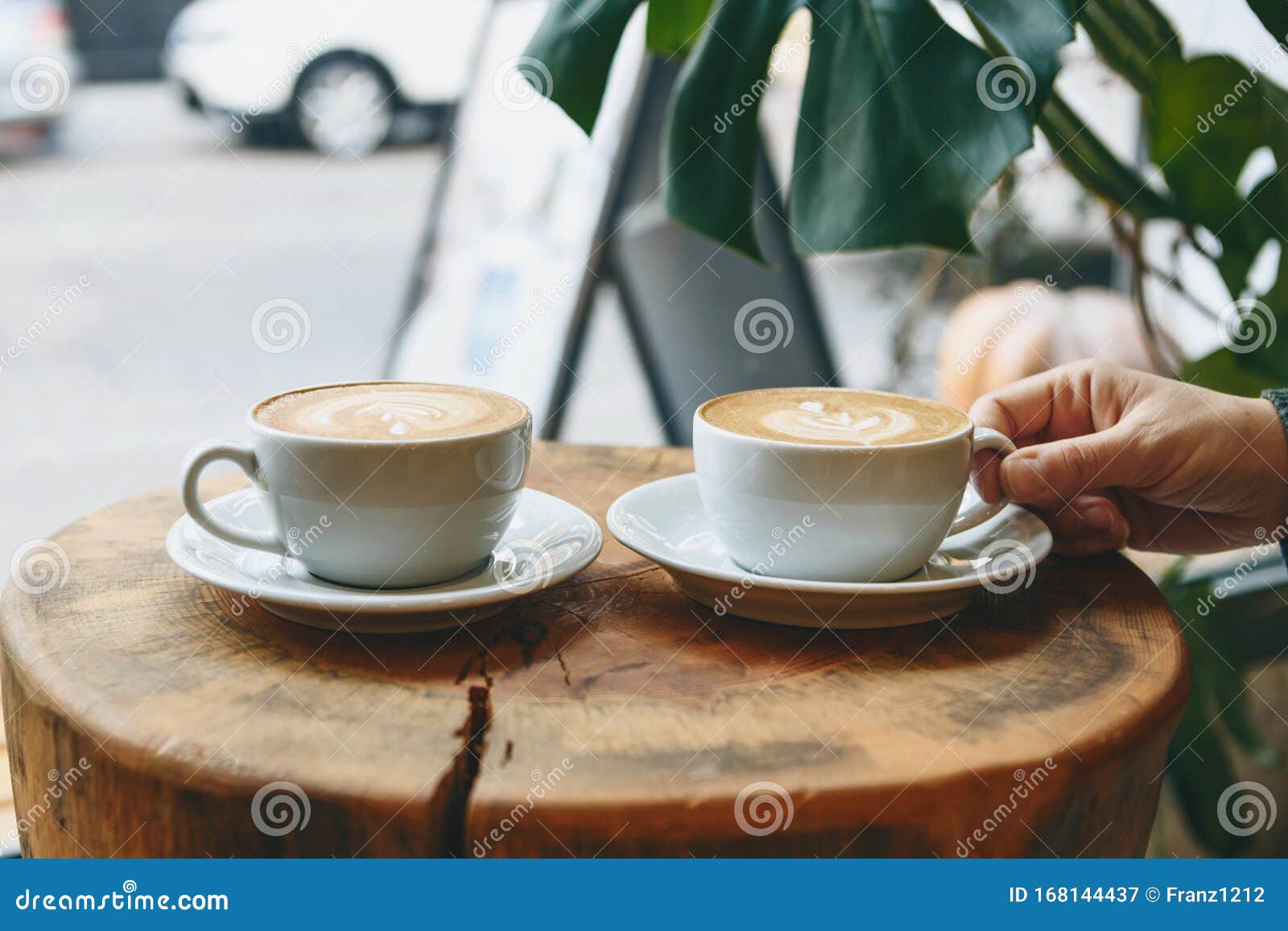 cups of aromatic coffee cappuccino