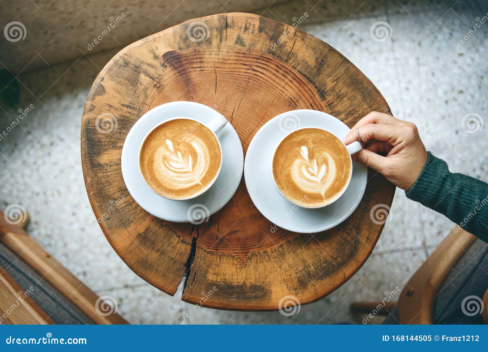 cups of aromatic coffee cappuccino