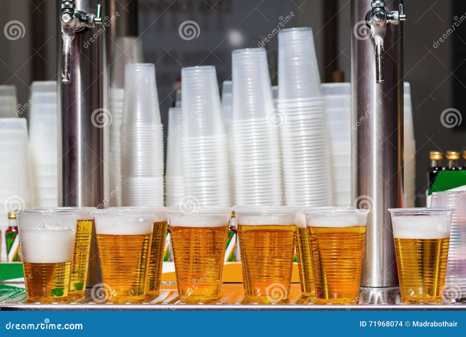 Cups with Beer at a Beer Stand Stock Photo Image of refreshment
