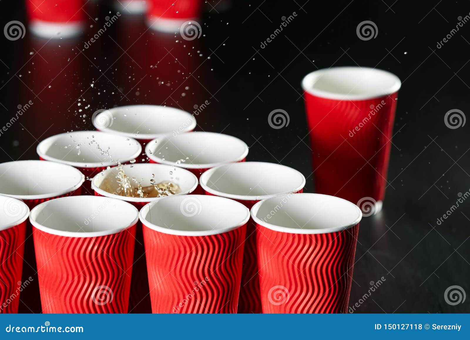 Cups for Beer Pong Game on Table Stock Photo Image of arrangement