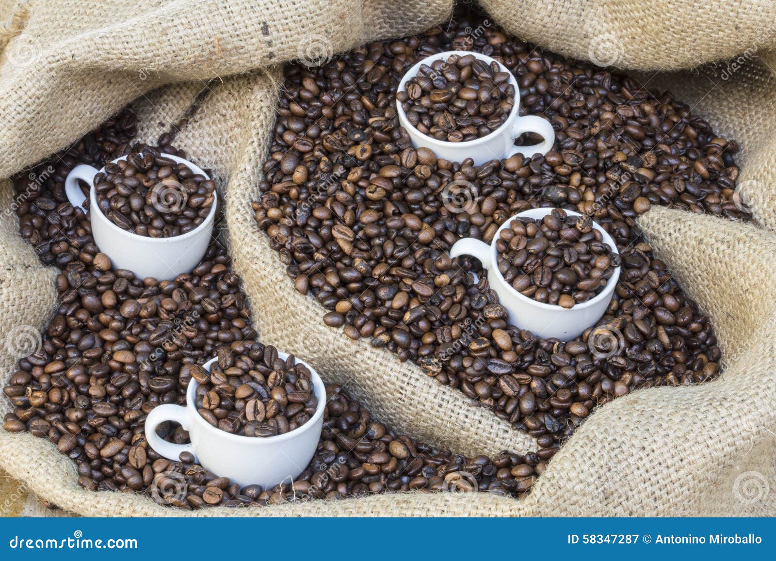 Cups on coffee beans stock image. Image of break, aroma 58347287