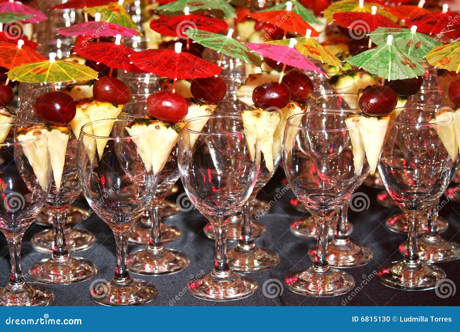 Cups Decorated for Cocktail Party Stock Photo Image of green, light
