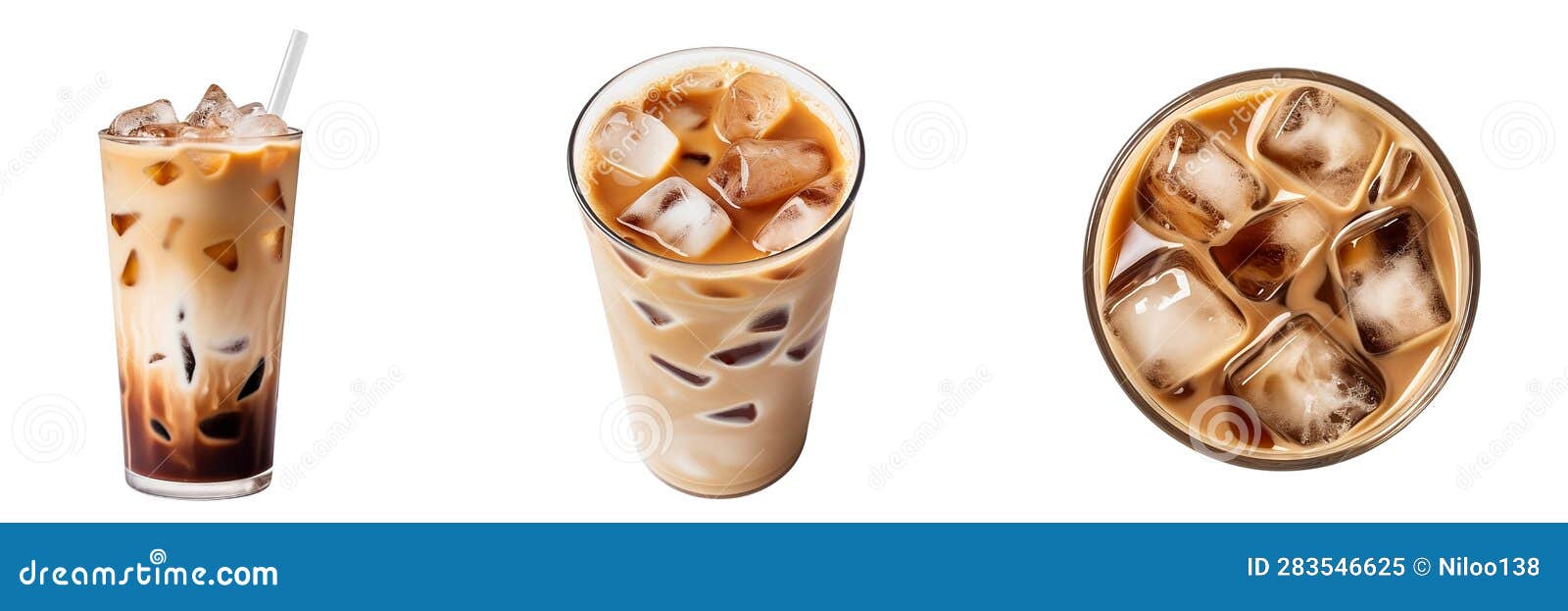 Ice cubes made with coffee in blue ice cube tray to prepare refreshing  coffee drinks like iced coffee. White background, view from above, isolated  Stock Photo - Alamy