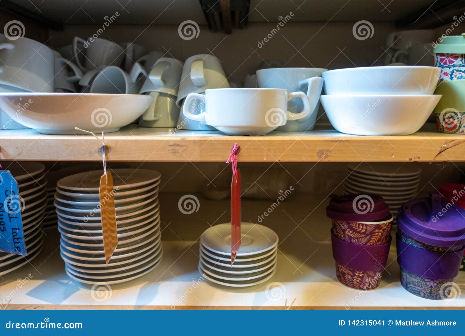 Cups, Plates and Bowls on Shelves Stock Image Image of storage