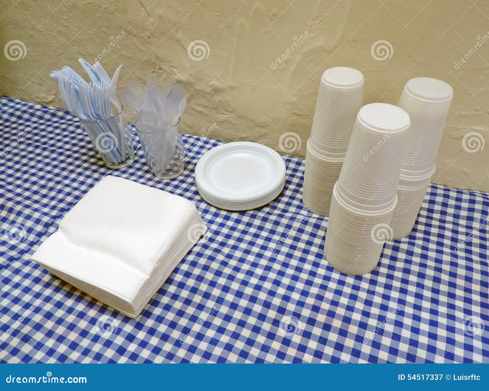 Cups, Plates and Cutlery of Plastic Stock Image Image of blue, party