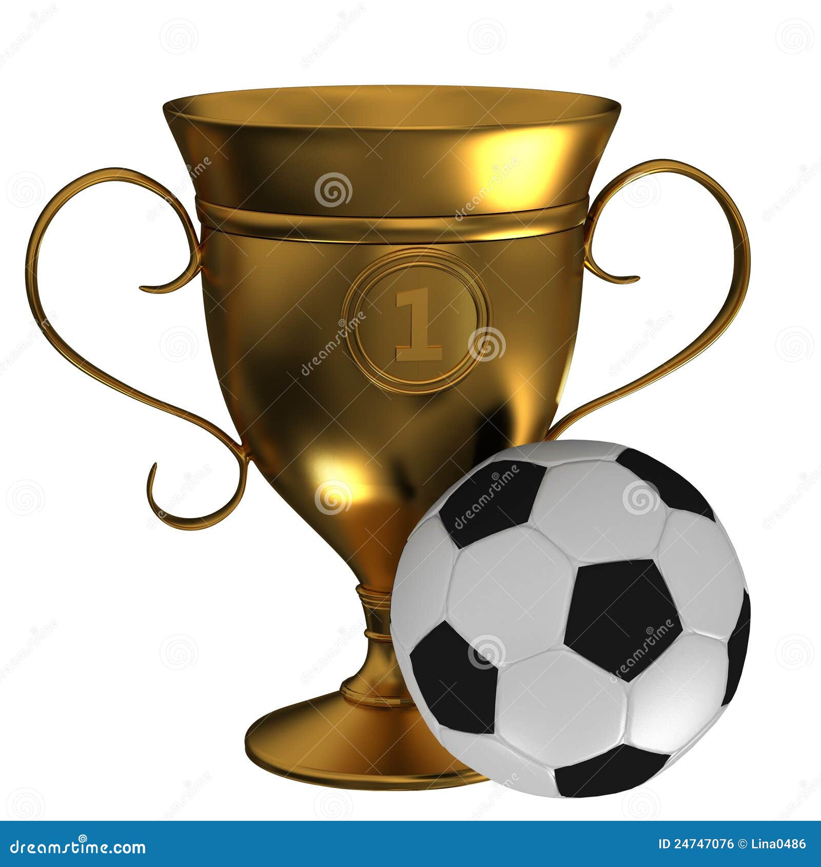 Cups with soccer balls stock illustration. Illustration of gold 24747076