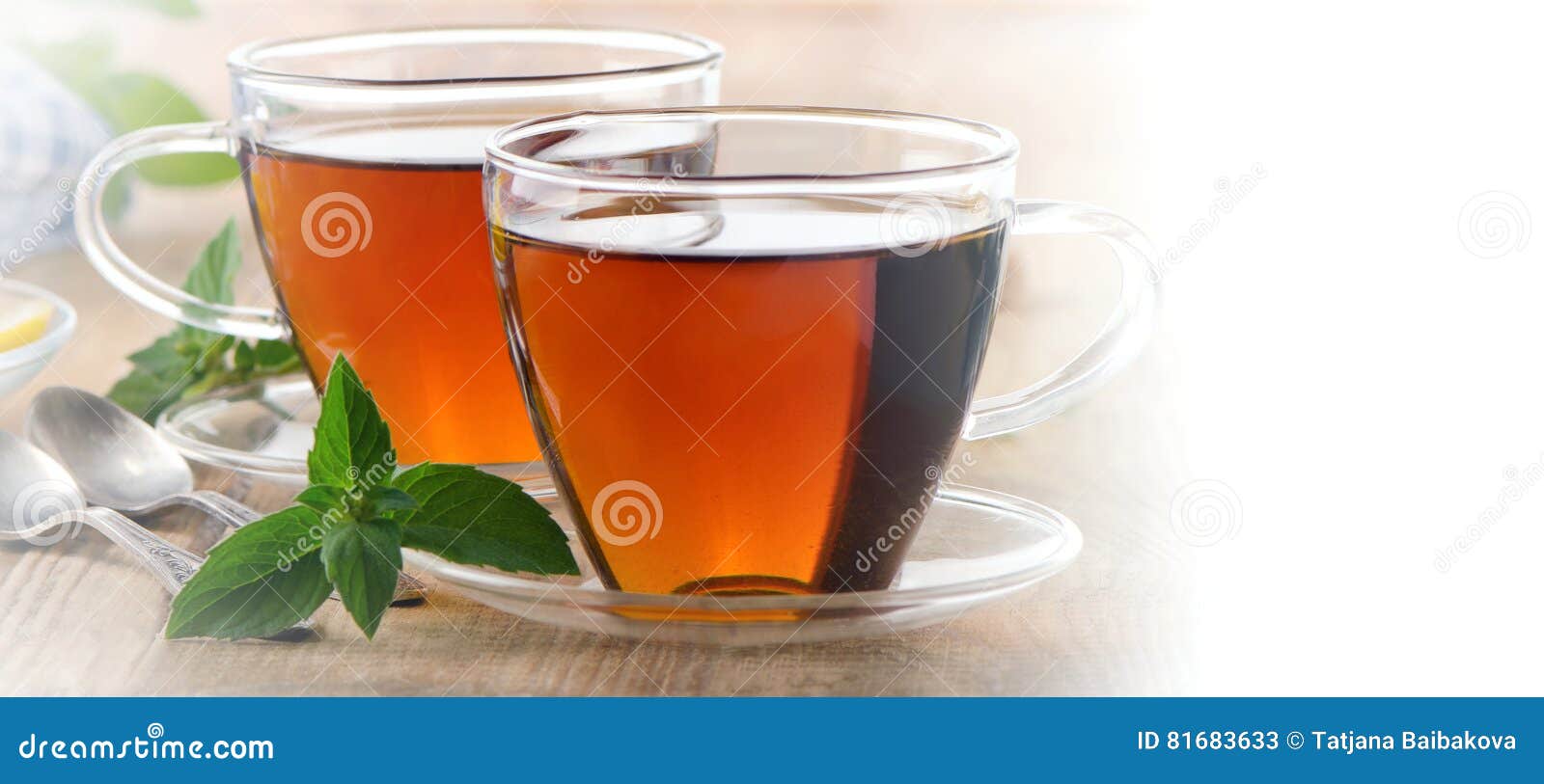 Cups of Tea with Mint Leaves and Lemon. Stock Image Image of fresh