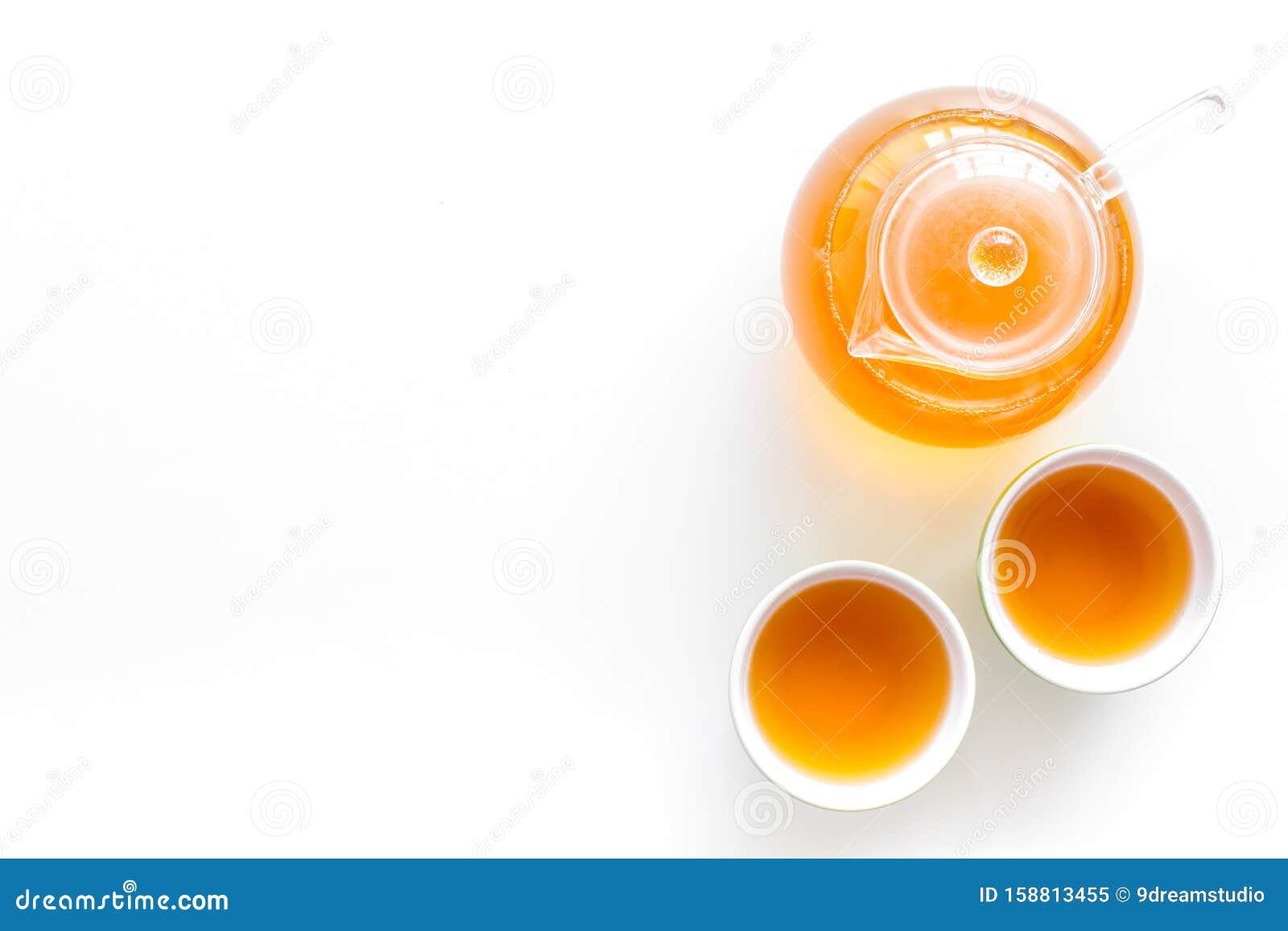 Download Cups And Teapot With Brew On White Background Top View ...