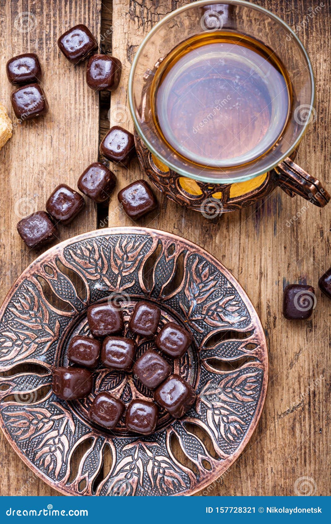 Turkish Tea on Wooden Table Stock Image Image of muslim, sugar 157728321