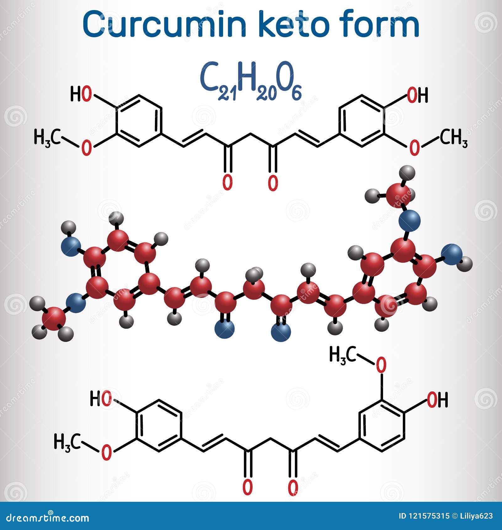 curcumin molecule. keto form. it is used as an herbal supplement